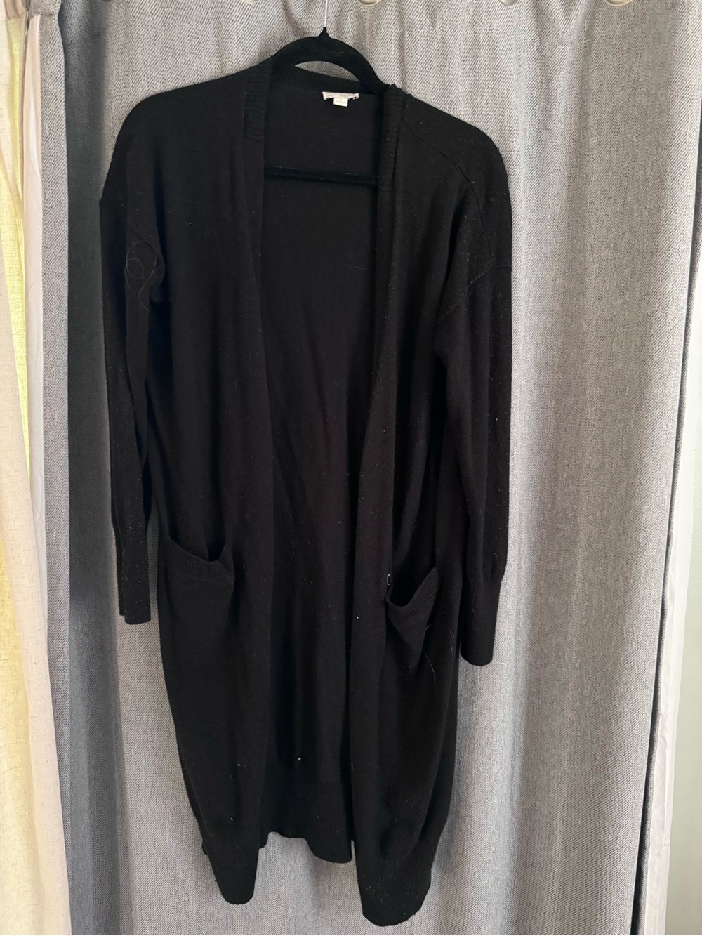 GAP Black Open-Front Longline Cardigan with Pockets